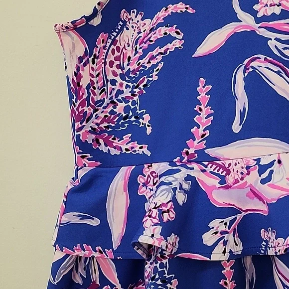 Lilly Pulitzer coastal Caesara Dress in Iris Blue Wild Pink Size XL 12-14 - Picture 12 of 16